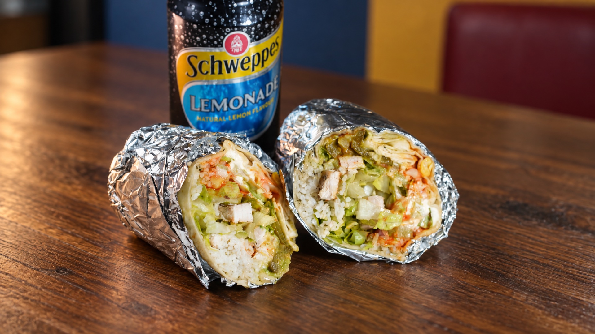 El Burgerritos loaded burrito cut open to show the fresh filling