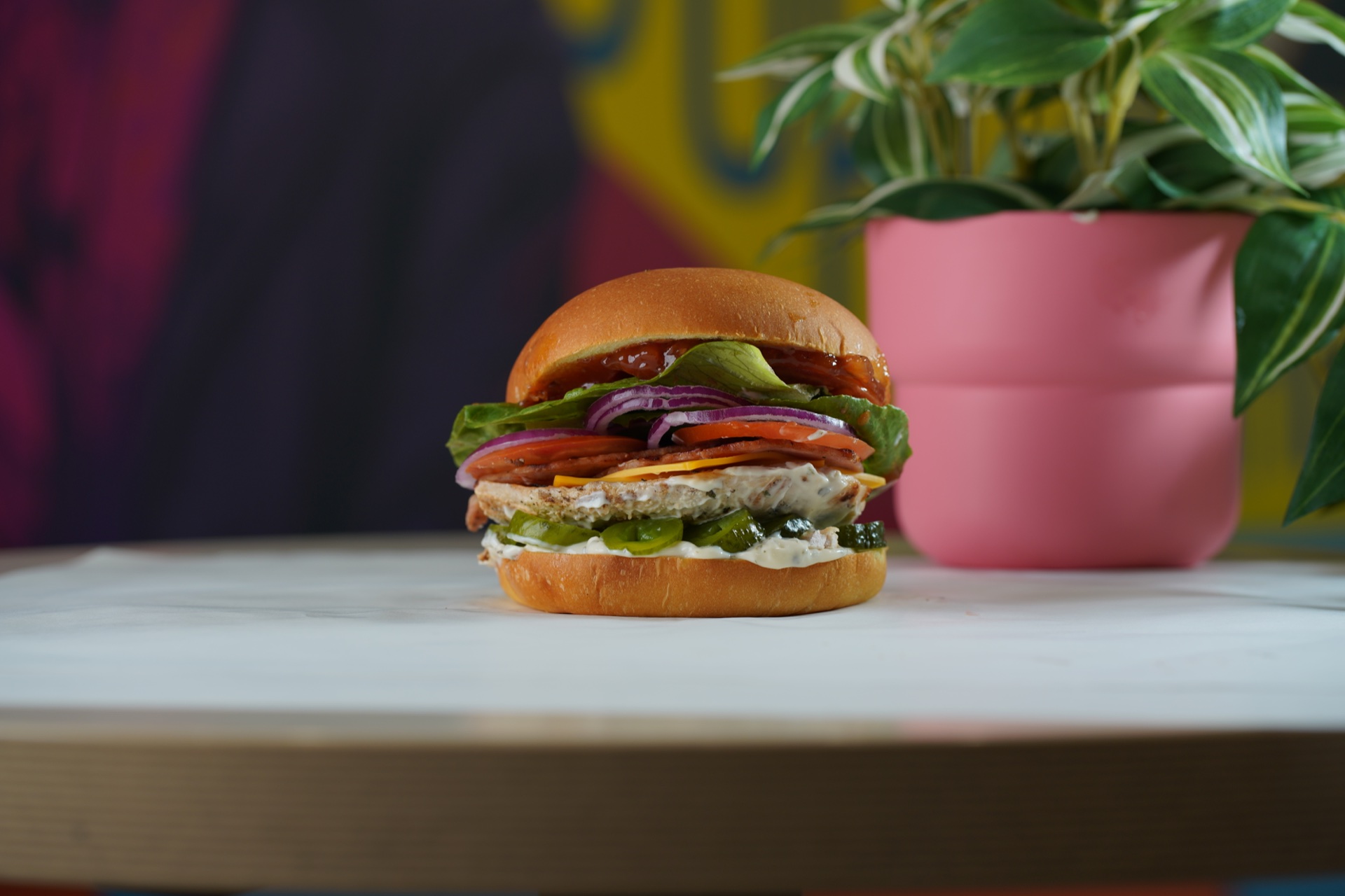 El Burgerritos classic burger with fresh salad